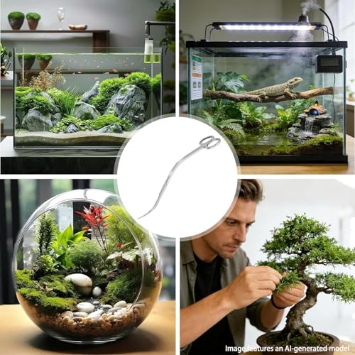 Extra Long Curved Aquarium Scissors, Stainless Steel Tools for Trimming Aquatic Plants, Professional Wave Scissors for Fish Tank, Aquarium & Terrarium, Ambidextrous Design