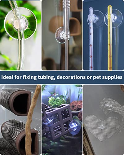 Pawfly 40 Pack Aquarium Suction Cups with Clips and Adjustable Zip Ties Cables Fish Tank Tools for Binding Moss Holding Airline Tubing Decorations Shrimp Nests and Reptile Hammocks