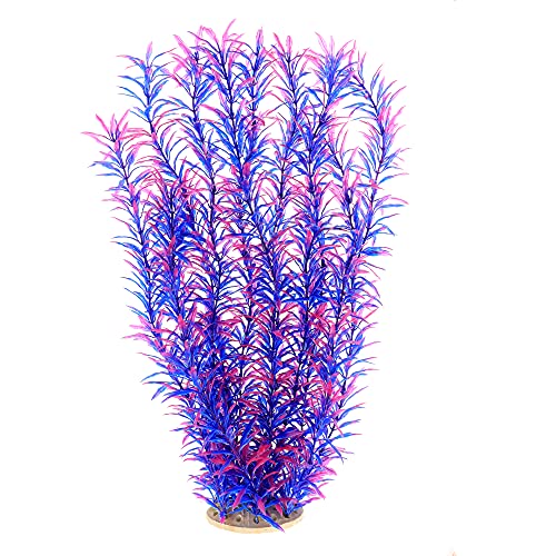 Aquarium Fish Tank Decoration,Large Artificial Plants for Fish Tank 21 inches Tall,Safe for All Fish, Purple