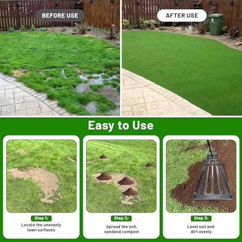 Lawn Leveling Rake 51"x10",Lawn Leveling Tool with 68" Long Adjustable Stainless Steel Handle for Leveling Soil,Grass,Sand or Dirt,Heavy Duty Lawn Leveler for Backyard,Garden,Golf Course,Farm,Pasture - style: 51"x10"