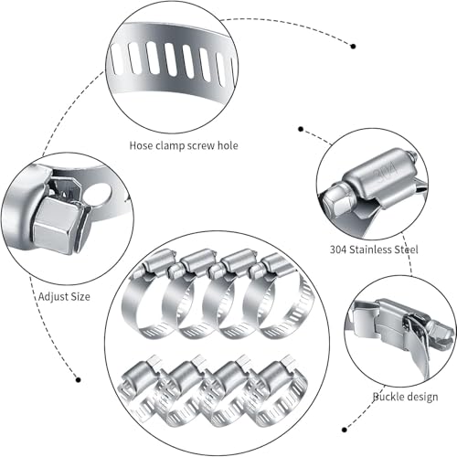40 Pcs Hose Clamps Stainless Steel, 6-51mm Adjustable Worm Gear Pipe Clamps, Fuel Line Hose Clips Heavy Duty for Plumbing, Dishwasher, Automotive, Washing Machine, Mechanical - size: 40 pcs (1/4'' - 2'')