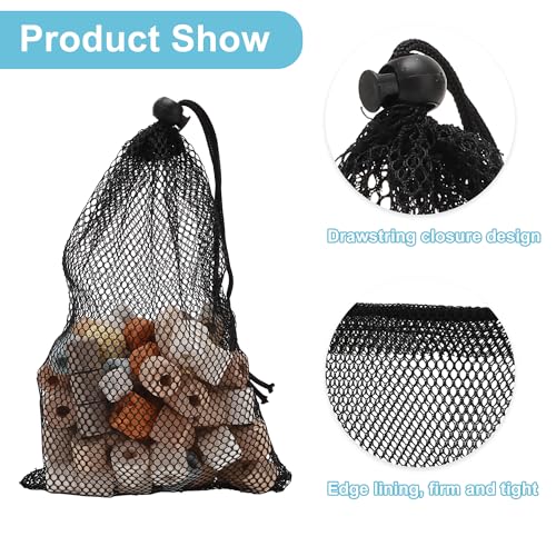Aquarium Filter Media Bags, Fine Mesh Filter Bags, Mesh Bags for Activated Carbon Resin Filters, Reusable Fish Tank Filter Bags, Black, 9.8"x5.9" 6Pcs