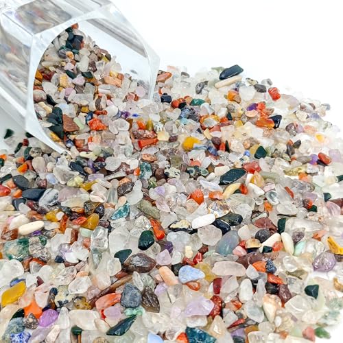 Kaiyuan Dynasty 460g 5-7mm Colorful Crystal Chips Bulk, Natural Polished Gemstones Crushed Stones, Decorative Pebbles for Vase Fillers & Aquarium Gravel Rocks - color: Colorful, size: 1LB