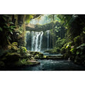 Waterfall Aquarium Background Nature Tropical Plants Tranquil Stream Fish Tank Background Rainforest Lush Green Trees Plants Stone Bridge Reptile Tank Enclosure Backgrounds Wallpaper 24x12in - color: Foggy Green, size: 24(W)x12(H)inches/ 60(W)*30cm(H)