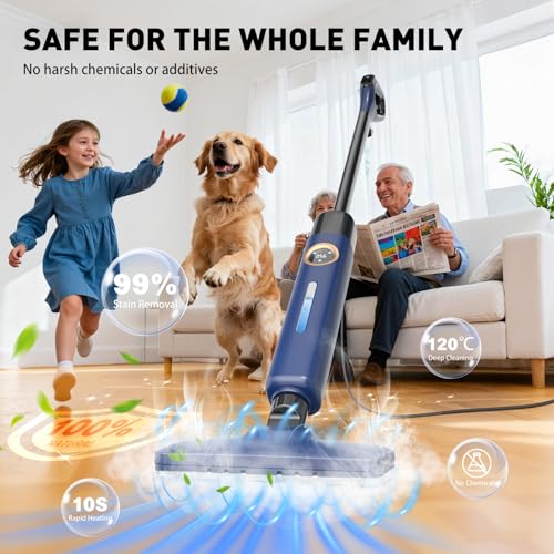 1500W Floor Steam Mop,Powerful Steam Mop for HardWood Floors with LED Display,Steam Mops for Floors Cleaning Steamer with 500ml Tank,Floor Steamers for Hardwood&Tile,10s Heat-Up