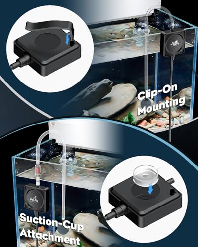 Pawfly Nano Silent Aquarium Air Pump, Mini Bubbler with Accessories, 1.3 W Portable Oxygen Aerator for 1-15 Gallon Fish Tanks, 450 mL/min - size: Air Pump Set