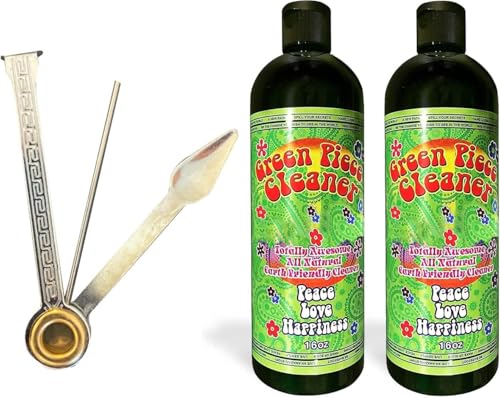 Green Piece® Cleaner - Two of the 16 oz Bottles of Glass Cleaner (Made in USA) - Including a 100% Stainless Steel Reamer - 3 in 1 tool - Excellent for grimey pieces - style: 16 Fl Oz (Pack of 2) + Reamer