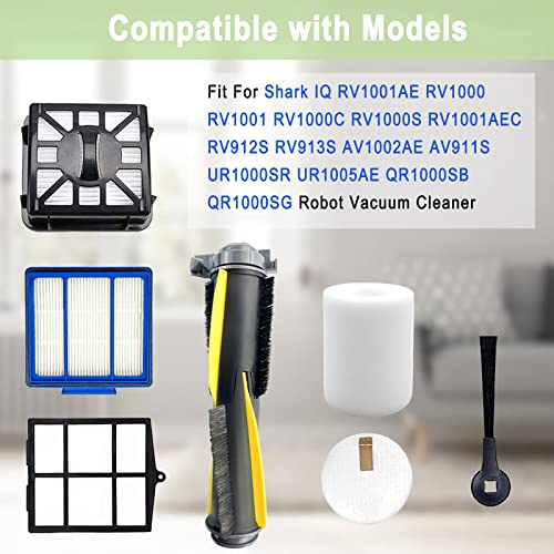 Replacement Part for Shark IQ R101AE RV1001AE AV912S AV1010AE RV1000 AV970 AV993 AV1002AE,1 Main Brush,1 Roller Brush Cover,4 Filter,8 Side Brushes,1 Pre Filter,1 Filter&1 Pre-Motor Foam&Felt Filter - color: 1+1+4+8+1+1+1 Pack