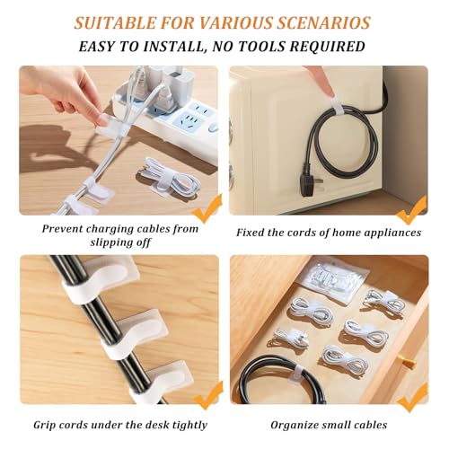 36PCS Cable Organizer Hook and Loop Cable Ties, Self Adhesive Hook and Loop Cable Straps Sticky-Back Cable Management Cord Organizer Cable Clip for Household & Office Essentials (Grey*36) - color: Grey*36