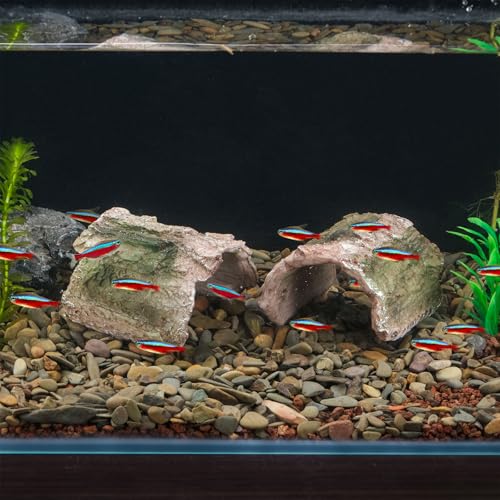 IBWell 2 Pack Aquarium Hideout Reptile Cave Betta Log Resin Hollow Tree Trunk Ornament Terrarium Tank Decoration for Fish Turtle Small Reptile - Long - size: 2.35"*3.78"*2.56"