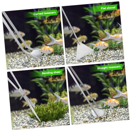 Mipcase 1set Aquascaping Tool Kit Aquarium Scissors Tweezers and Scraper for Plant Trimming and Fish Tank Maintenance Terrarium Cleaning Set