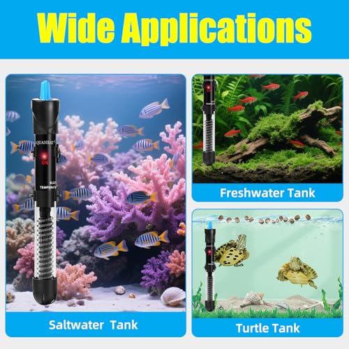 AQUANEAT Aquarium Heater, 50W Fish Tank Heater, Adjustable Submersible Water Thermostat with Thermometer - size: 50W