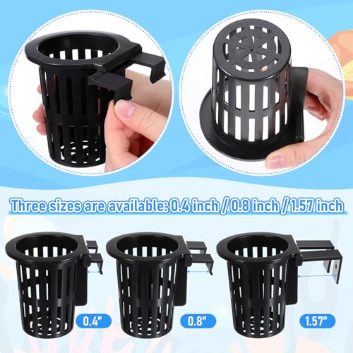 6 Pack Large Aquarium Plant Holder with Extension Hooks(3 Sizes) and Suction Cups, Aquatic Planter Cups Pots, for Fish Tank Aquaponic Cultivation