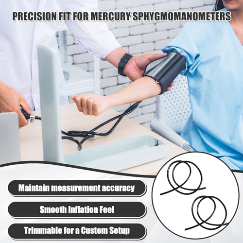 Blood Pressure Cuff Tube, 2 Pack Natural Latex 3FT Sphygmomanometer Hose Replacement for Mercury Sphygmomanometer & Manual BP Monitor, Essential Replacement Part with Standard Connectors