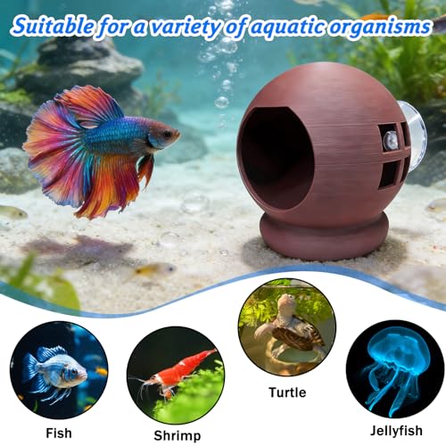 Betta Hammock & Floating Log - Natural 3D Printed Cozy Hideout with Suction Cup, Lightweight PLA Aquarium Decor for Small Tanks,2.6" W x 2.9" H (Brown)