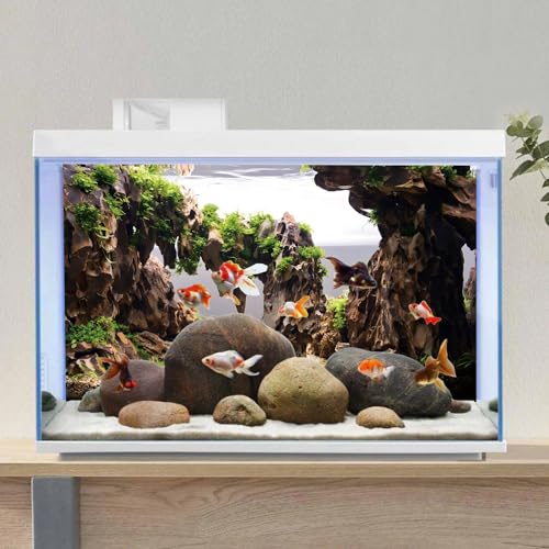 AWERT 48x18 inches Viewing Stone Fish Tank Background Aquatic Plant River Bed & Lake Aquarium Background Seaweed Aquarium Vinyl Background - size: 48x18in/120x45cm