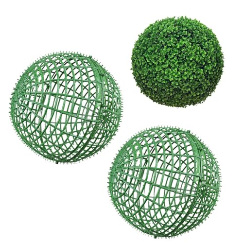 Topiary Ball Frame Set of 2, 6 Sizes Plastic Plant Support Cage, Artificial Grass Ball Frame for DIY Flower Arrangement, Boxwood Moss Ball Holder for Wedding Home Garden Decoration (40cm/16inch) - size: 40cm/16inch