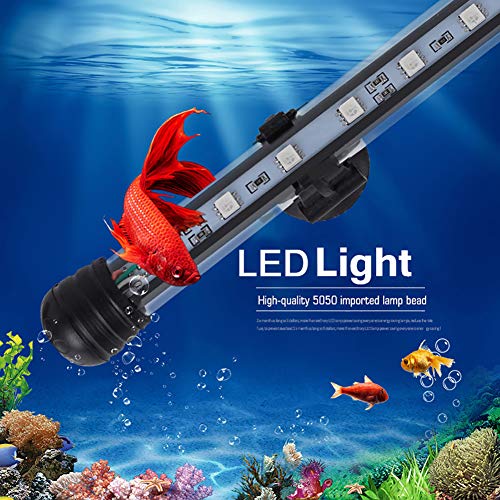 MQ 8 in Submersible LED Aquarium Light, 1.2W Color Changing Fish Tank Light with Remote Control, IP68 Crystal Glass 9 LEDs Lights Bar, for Fish Tank 10-15 inch - size: 9LED-Length 8"