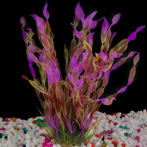 2 Pack Aquarium Decor Artificial Seaweed Water Plants, Extra Large 23.6 Inches Fish Tank Plastic Plants, Tall Fish Tank Decorations with a Aquarium Diver Ornament (Red) - color: Red