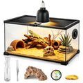 10 Gallon Reptile Terrarium Glass Kit 20" x 12" x 10" Starter Habitat for Tarantula, Succulents, Frogs, Gecko, Snake or Hermit Crabs, Tank with Escape-Proof Locking Lid - size: 10 gallon