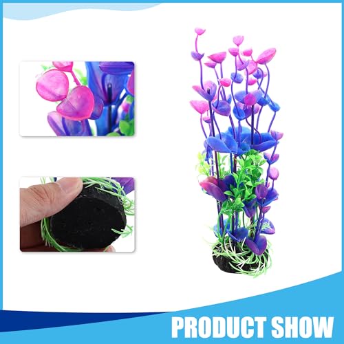 Aquarium Decoration,Plastic Plant Decoration for Aquarium Landscaping, 8.3Inch(Purple Green)
