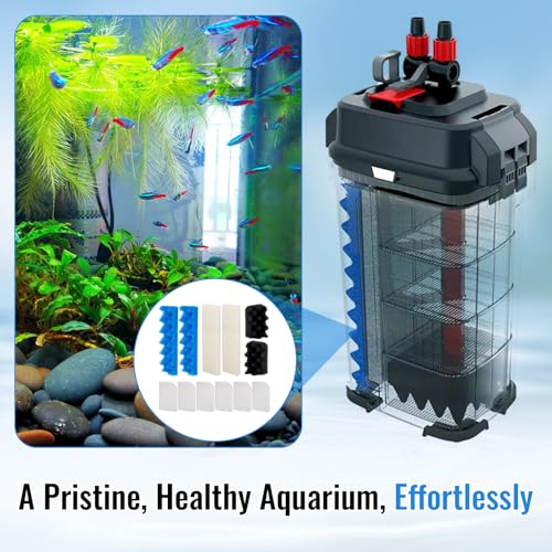 406/407 Bio Foam Filter Media and A244A1 Water Polishing Pads Replacement Kit Compatible with Fluval 406/407 Canister Filter, 12 Bio Foam Sponge and 6 Polishing Filter Pads for Aquarium Filter Media
