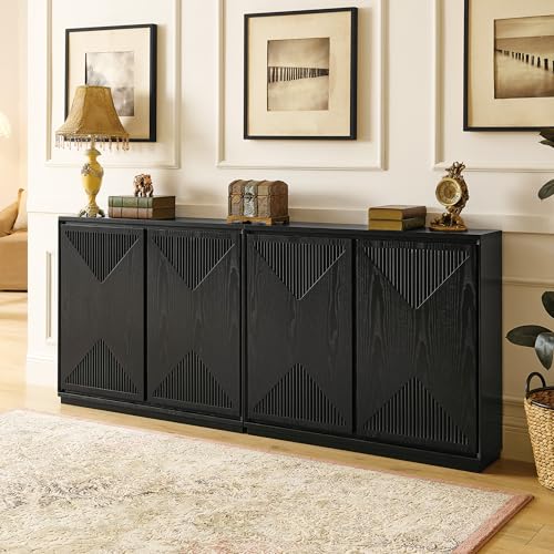 LKTART Buffet Cabinet Sideboard with Storage,Mid Century Modern Entryway Cabinet with Doors &Shelves,Narrow TV Media Console Table,Black,2 Pieces - color: D- Black, size: 2 Pieces