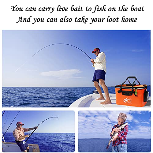 Grneric Fishing Bucket, 6Gallon/8Gallon/10Gallon Foldable Fish Bucket,Live Fish Container Multi-Functional Live Fish Bait Bucket,Outdoor Camping EVA Fishing Bag and Fish Protection Bucket - color: 23l/6gallon(orange)