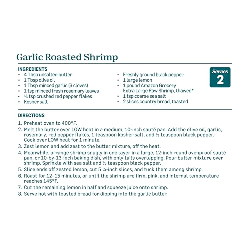Amazon Grocery, Extra Large Raw Shrimp, Tail On, Peeled & Deveined, 16 Oz, Frozen