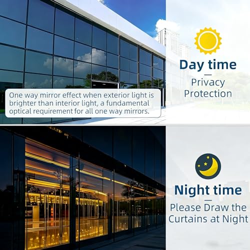 DUOFIRE One Way Window Film Privacy See Out Not in Heat Blocker Window Tint Reflective Windows Tinting Film for Home Static Cling Anti-UV Sun Blocking Windows Covering（Black, 11.8x78.7in） - color: Black-silver, size: 11.8 x 78.7 in