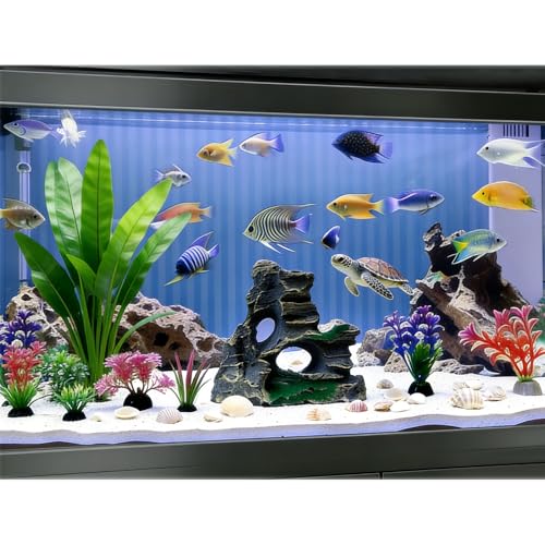 Aquarium Artificial Plastic Plants Decorations Goldfish Betta Cave Rock Hideout Fish Bowl Ornaments Plants Colorful Vivid Fish Tank Small Large Artificial Plants Seaweed Sets Aquarium Decor - color: Green_pink