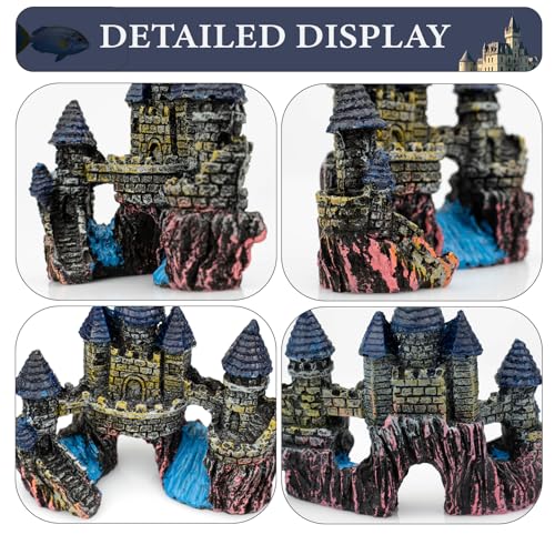 Fish Tank Decorations,Vintage Castle Cave Hideouts & Resin Aquarium Decorations,Fish Tank Accessories, Safe for Betta Fish