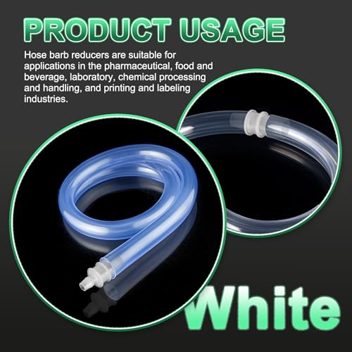 PATIKIL Hose Barb Reducer, 6 Pcs 5/16" to 1/8" Hose ID Connectors Joint Plastic Pipe Fitting Splicer Mender Union Adapter for Air Water Fuel Gas Aquarium, White - size: 5/16" to 1/8"