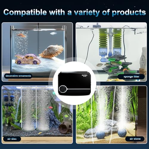 Aquarium Ultra-Quiet Air Pump - Adjustable Fish Tank Aerator with Dual Outlet Pump, 8w 8L/min Oxygen Pump for 20-600 Gallon Tank (Only Air Pump) - color: Black-K3 8W