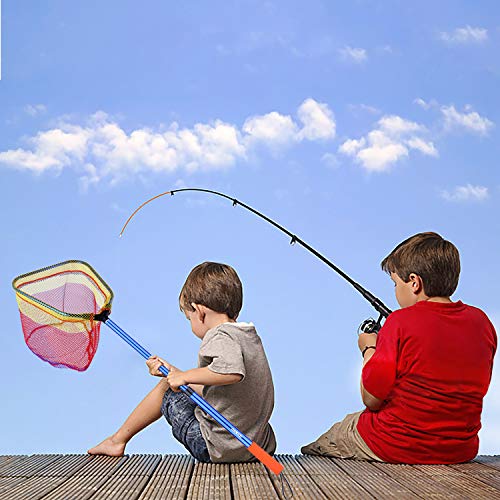 Kids Fishing Net - Telescoping Bait, Minnow, and Butterfly Net With 11.4" Depth, Handle Extends to 30" for Easy Catch and Release - color: Blue-1pack