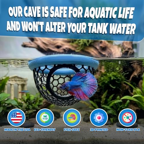 Formit Crafts Floating Betta Hide & Shrimp Cave – Aquarium Resting Hammock & Decorative Shelter, Feeding Ring & Safe Resting Shelter for Betta, Shrimp & Small Fish – Eco‑Safe