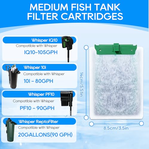 10PCS Medium Filter Cartridges Compatible with Tetra Whisper Bio-Bag Filter Cartridges Medium for Aquariums 10i IQ10 PF10, Fish Tank Filter Cartridges Power Filter Replacement for Tetra Filter - size: Medium,10 Pack