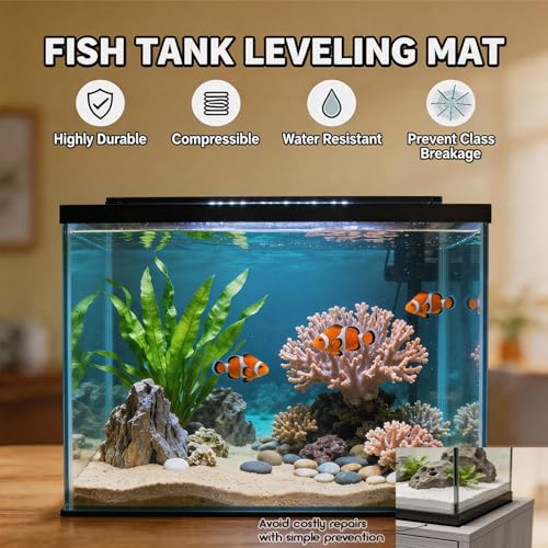 20 Gallon Aquarium Leveling Mat,23.6 x 11.8in Fish Tank Mat for Under Tank Shock Absorbing Non Slip Heavy Weight Support Neoprene Fish Tank Foam Pad,Cut-to-Size,6mm,1PACK