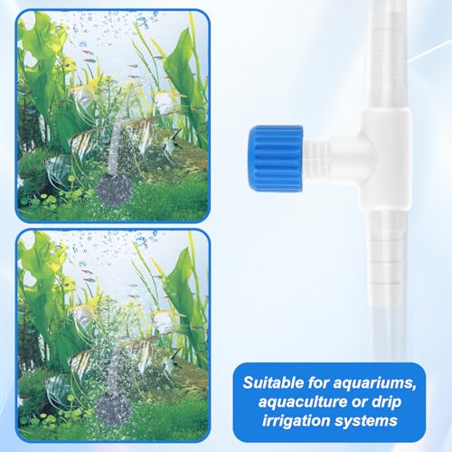 Psyqtsuary Aquarium Air Valve, 10 Pcs Aquarium Air Pump Control Valves T Shaped Single Way Plastic Air Flow Control Regulator Aquarium Air Pump Accessories for Fish Tank 3/16" ID Tubing (Blue White) - color: Blue, White