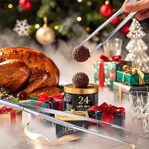 2 Pcs 12-Inch Cooking Tweezers Fine Tweezer Tongs, Extra-Long Stainless Steel Kitchen Tweezers, for Grilling, Serving, and Food Preparation,Silver - color: Silver