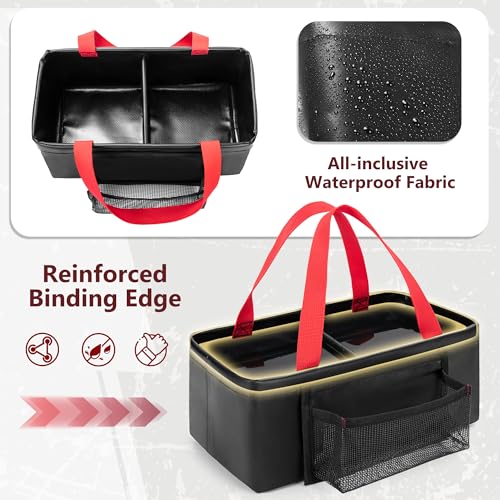 HODRANT Grill Rescue Dunk Tank with 2 Rooms, Waterproof Grill Brush Bristle Free with Front Pocket & Portable Handles, Collapsible Water Bucket BBQ Brush Cleaning Bag for Camping (Soak Basin Only)