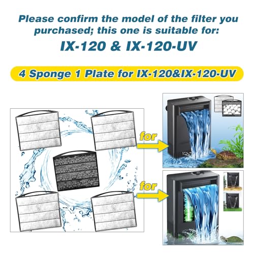 TARARIUM Aquarium Filters Accessories for Large IX-120 Filter & IX-120 U-V 4pcs Sponge Clip 1Pcs Ceramic Ball Plate Replacement for for Large IX-120 Filter & IX-120 U-V - size: 4 Sponge 1 Plate for IX-120& IX-120-U-V