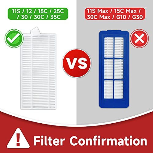 SONGRUI Replacement Parts for eufy robovac 11S, 12, 15T, 15C, 25C, 30, 30C, 35C Slim Carpet Robotic Vacuum Cleaner Hepa Filter Pre-filter Roller Brush Spin Side Brushes Attachment (with Pre-Filter) - style: with Pre-Filter