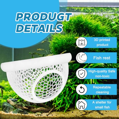 3D-Printed Floating Betta Cave & Shrimp Hideout - Multi-Functional Aquarium Hammock, Feeding Ring, Stress-Free Resting Spot for Betta Fish, Corydoras & Small Fish Tanks