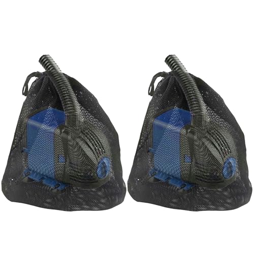 2Pack Pump Barrier Bag 17.7"x 17.7" Black Media Bag with Drawstring for Most Pumps Pond Pump，Nylon Material Fabric Mesh Bag for Outdoor Water Ponds Biological Filters (17.7"x 17.7") - size: 17.7"x 17.7"