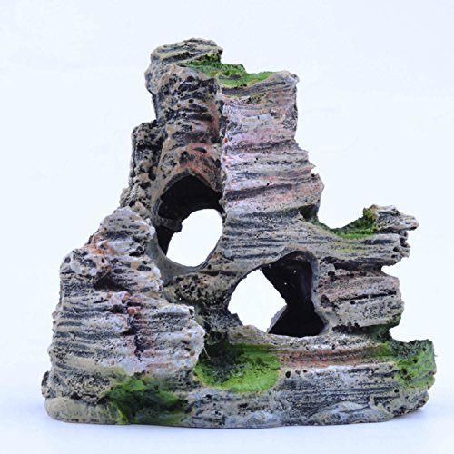 Mountain View Decor Rockery Landscape Rock Hiding Cave Tree Aquarium Ornament Fish Tank Decoration