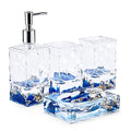 Locco Decor 4 Piece Acrylic Liquid 3D Floating Motion Bathroom Vanity Accessory Set Oceam Theme Shell Toothbrush Holder, Tumbler, Soap Dispenser, Soap Dish - size: 4-piece, style: Shell