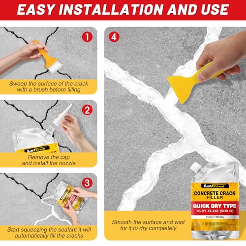Concrete Crack Filler, Cement Crack Filler, Fast-Drying Crack Filler, Self-Leveling Caulking Sealan Effectively Repairs Cracks in Driveways, Sidewalks, Patios, and Window Sills (4 Pack - 4.4LB) - style: 4 Pack - 4.4LB
