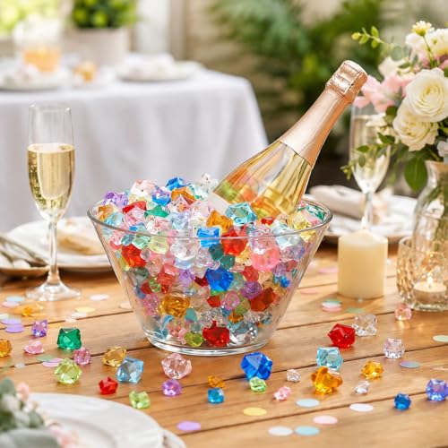 700 Pcs Red Fake Ice Cubes 5 Sizes Acrylic Diamonds Crystals Gems Vase Fillers for Wedding Party Centerpieces DIY Craft Table Scatter Window Display Photography Props Frame Decor - color: Red