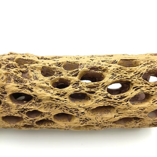 Shelltech Shrimp Hideout Resin Aquarium Decorations Hollow Log Hideaway for Shrimp, Mini Fish, Lizard, Gecko (Light Brown, S) - color: Light Brown, size: S